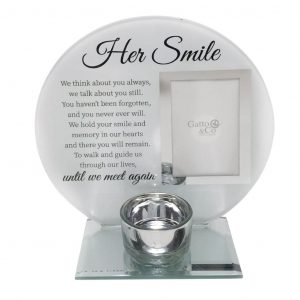 Her Smile Verse Glass Tealight Holder