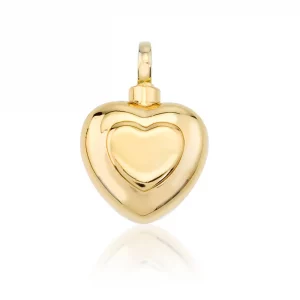 Gold Vermeil Double Heart Memorial Pendant Cremation Jewellery