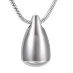 Silver Flat Bottom Teardrop Memorial Cremation Pendant