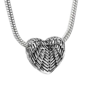 Silver Winged Heart Memorial Pendant Cremation Jewellery