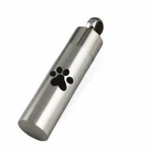 Paw Print Cylinder Pendant For Pet Loss