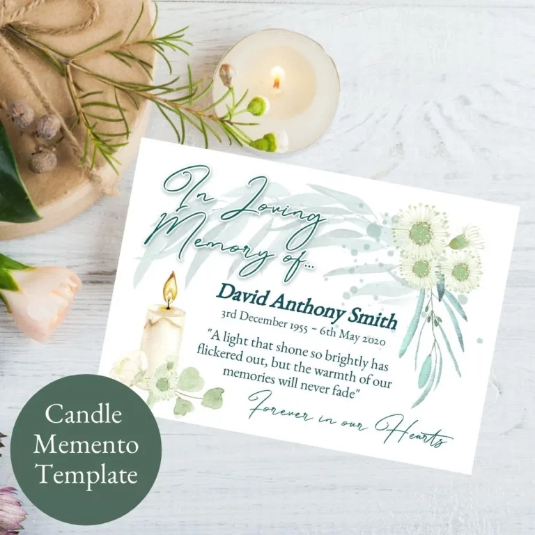 Gum Leaf Candle Funeral Memento Template