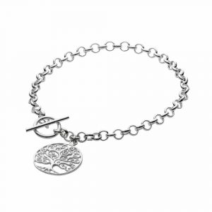 Tree Of Life Bracelet With Fob Sterling Silver