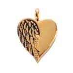 Gold Heart Angel Wing Memorial Pendant