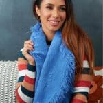 Blue Fringe Snood On Woman