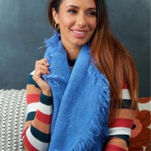 Blue Fringe Snood On Woman