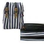 Navy And White Stripe Canvas Toiletry Bag Side And Top View