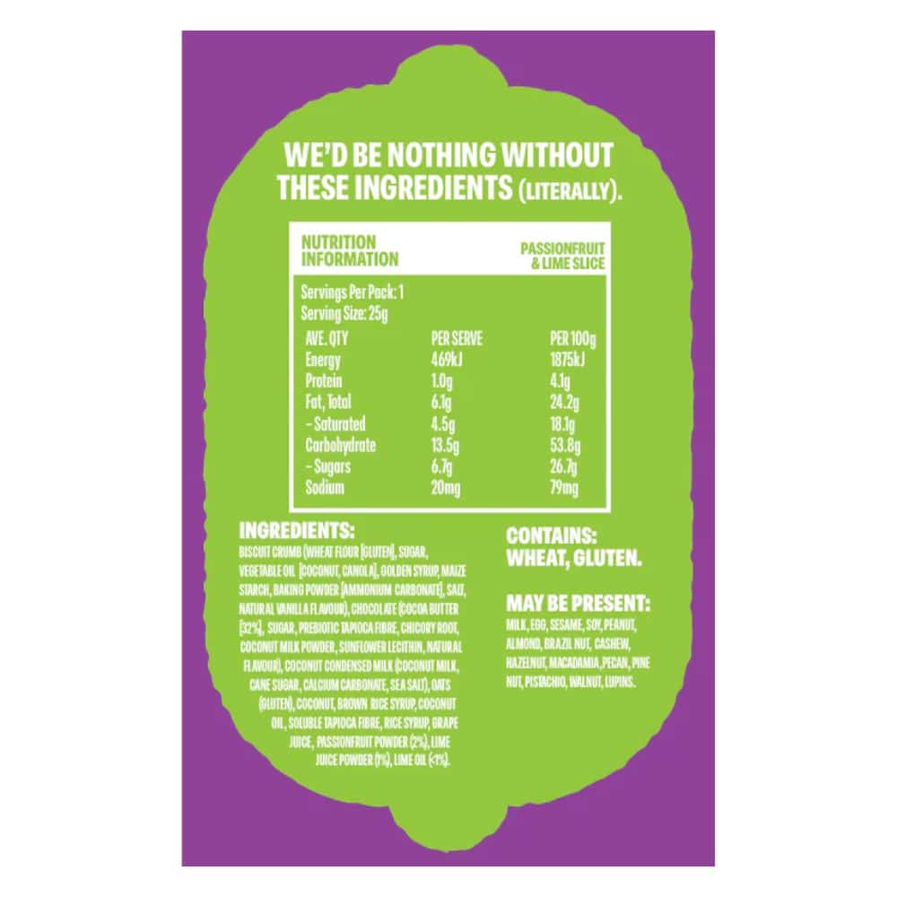 Passionfruit And LIme Bite Slice Nutrition Information