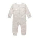 Beige Stripe Comfy Zip Growsuit