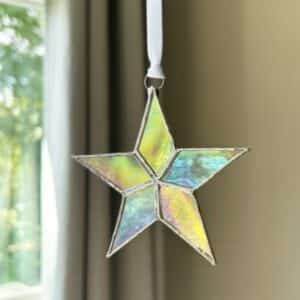 Sleeping Infant Memorial Glass Star Hanging