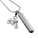 Silver Cylinder Bike Charm Cremation Pendant