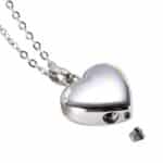 Silver Heart Cremation Pendant Open