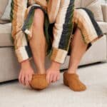 Mens Tan Slouchy Slippers Mood Photo