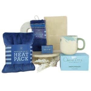 Rest and Recover Care Pack For him with heat pillow, socks, tea, mug and puzzle book