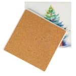 Christmas Tree Coaster Showing Cork Backing