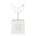 Angel wing sentiment block with the wording May There always be an Angel by your side in silver writing