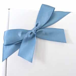 Gift Box With Antique Blue Ribbon