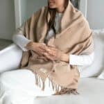 Sending You A Hug Camel Comfort Wrap Being Worn