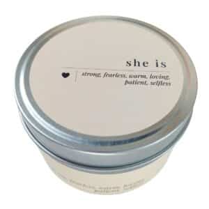 She Is Travel Tin Candle