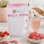 Belly Joobs Pregnancy Gummy Mix with strawberries and made gummies