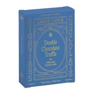 Dark Chocolate Truffle Twin Pack premium 70% dark chocolate with smooth cacao and extra virgin olive oil centre finished with crunchy cacao nibs and sea salt for gourmet gift hampers.
