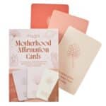 Motherhood Affirmation Cards deck featuring 60 positive affirmation cards for pregnancy, postpartum and new mums to encourage confidence, mindfulness and daily self-care.