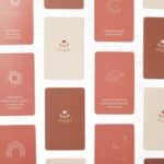 Motherhood affirmation cards in a line showing card examples
