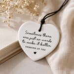Thinking Of You Acrylic Heart Ornament on soft fabric background