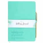 Wellness Journal with Aventurine Crystal Pen featuring guided mindfulness prompts, mood tracker and reflection pages for self-care, gratitude journaling and personal wellbeing.