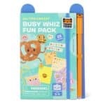 All You Can Eat Busy Fun Pack featuring reusable food-themed puzzles, mazes, word games, sticker activities and an erasable pen for children aged 5–9 years.