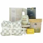 Always In Our Hearts Sympathy Hamper with memorial votive, comforting book, organic tea, heat pillow, wildflower seeds and shower steamer
