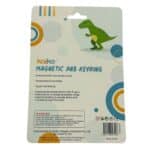 Showing the back packaging of the Dinosaur Magnetic Pad Keyring Sensory Toy