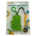 Showing the Dinosaur Magnetic Pad Keyring Sensory Toy In Packaging