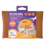 Dinosaur Reusable Colouring Set with double-sided silicone mat, six non-toxic markers and cotton travel pouch