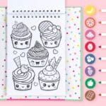 Fruity Cutie Scented Colouring Set showing a page example