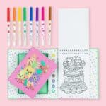 Fruity Cutie Scented Colouring Set with box open showing contents of set