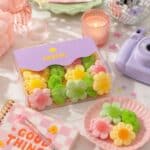 Garden Party Gummy Platter 220g with colourful soft fruity gummy sweets in playful garden shapes