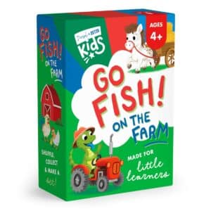 Go Fish On The Farm Card Game with 52 illustrated cards featuring 13 friendly farm animal characters
