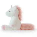 White plush pony toy with pink mane and tail, facing left on a white background.