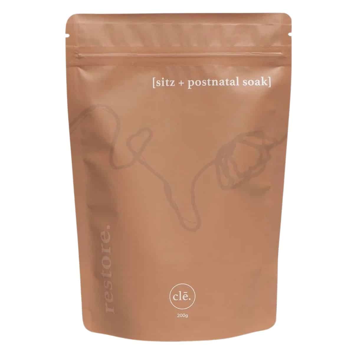 Restore Sitz and Postnatal Soak 200g postpartum bath salts with Epsom salts, witch hazel, calendula and essential oils