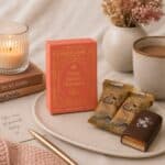 Salted caramel shortbread dark chocolate twin pack styled as a gourmet chocolate gift and sweet treat