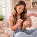 Bloom essential oil roller and affirmation sticker self-care gift for tween girls