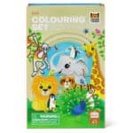 Zoo Colouring & Activity Set with animal colouring pages, 10 markers, sticker sheets and magnetic storage box