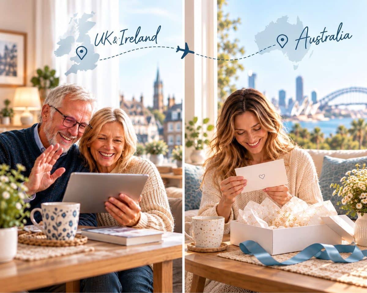 Sending a thoughtful gift to family living in Australia from the UK or Ireland