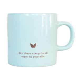 Angel Wing Ceramic Mug with gold foil wings and May there always be an angel by your side quote