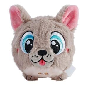 Bouncible French Bulldog Bone 8cm bouncing plush toy with soft fabric, bat ears and high-bounce rubber core