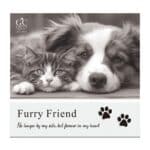 Soft white Forever In My Heart pet loss memorial photo frame with paw prints and silver-plated details