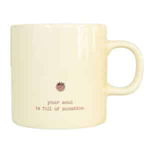 Full of Sunshine Ceramic Mug with gold foil sunflower and your soul is full of sunshine quote