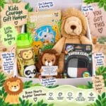 Children’s encouragement and get well gift hamper with Leo Lion, creative activities and comfort gifts for kids