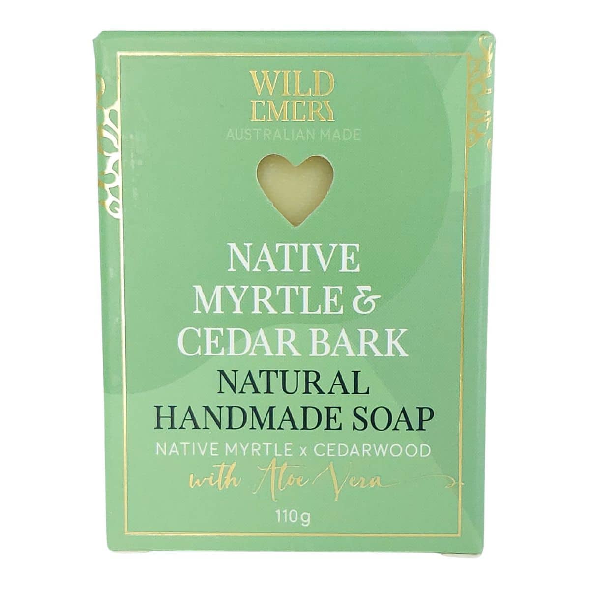 Native Myrtle & Cedar Bark Soap 110g handmade bar with lemon myrtle, cedarwood, aloe vera and Australian hemp seed oil